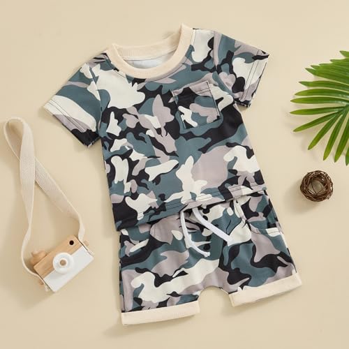 Ledy Champswiin Baby Boy Camouflage Outfit Short Sleeve Pocket T-shirt Tops Shorts Set Toddler Summer Camo Clothes4