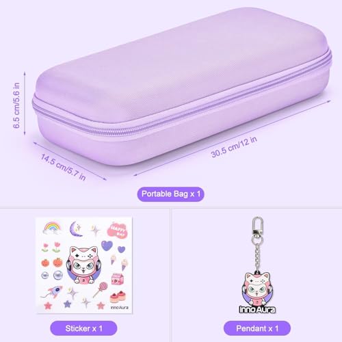 Image of innoAura Switch 2 Carrying Case for NS Switch 2 (2025), with 9 Game Card Slots, Protective Travel Storage Case, Cute Pendant and Sticker, Purple