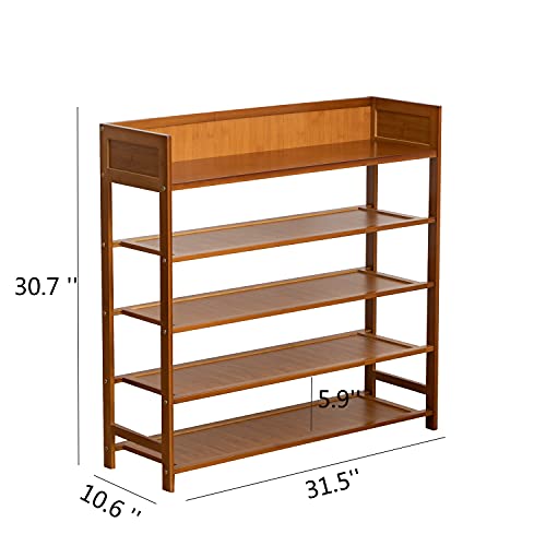 Bamboo Shoe Rack Organizer, 5 Tier Shoe Shelf Storage Organizer, for Entryway, Hallway, and Closet (Brown-31.5) - Image 4