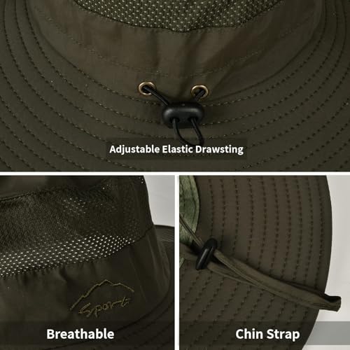 Image of Sun Hats for Men Women Fishing Hat UPF 50+ Breathable Wide Brim Summer UV Protection Hat