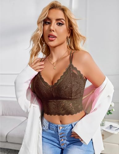 Image of Avidlove Lace Bralette for Women V Neck Camisoles Racerback Adjustable Strap Sexy Crop Tops