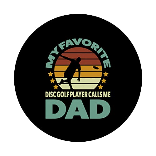 my favorite disc golf player calls me dad disc golf player PopSockets Swappable PopGrip, Black - Image 3