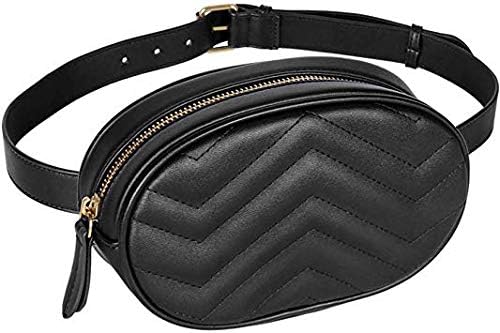 GeestockBlack Fanny Packs, Leather Waist Bags for Women, Waterproof Belt Bag, Crossbody Bag, Stylish Bumbag for Party, Travel, Gift