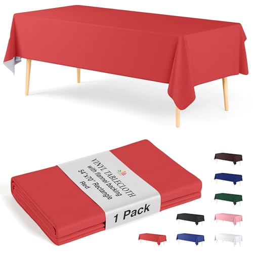 Mantel de vinilo con parte trasera de franela, color sólido, calidad superior, impermeable