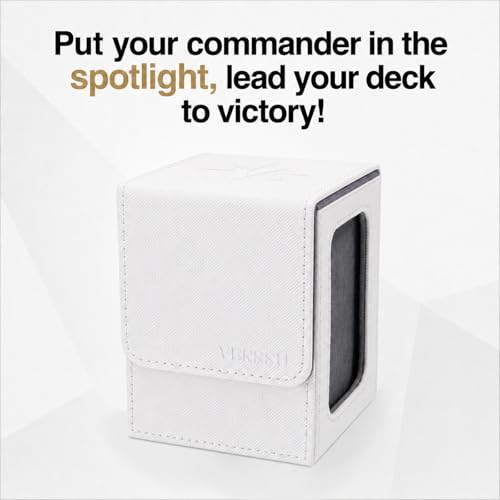 Image of Venssu MTG Deck Box for Commander Display,Card Deck Box Fits 100 Double Sleeved Cards,TCG with 2 Dividers and 1 Toploader (White&Grey)