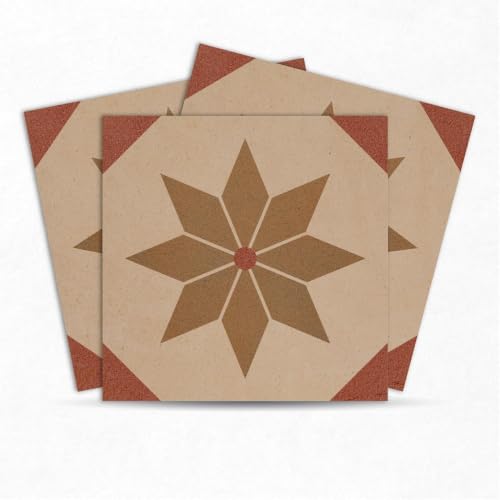 Image of Moroccan Tile Stickers | Waterproof Self Adhesive Peel & Stick Tile Decals for Kitchen Backsplash, Bathroom Wall, Floor, Furniture & Glass (4x4 Inch, Design 15, 36 Pic)