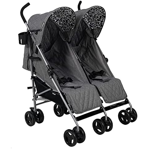 My Babiie MB11 Grey Melange and Leopard Double Stroller Cover