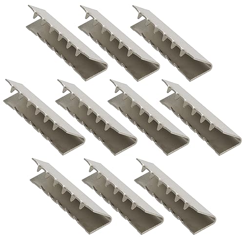 AERZETIX - C68091 - Lot de 10 embouts de sangle à griffe à sertir 38x9 mm - fermoirs/clip-pince pour anses bandoulière bretelles ceinture - couleur argent -...