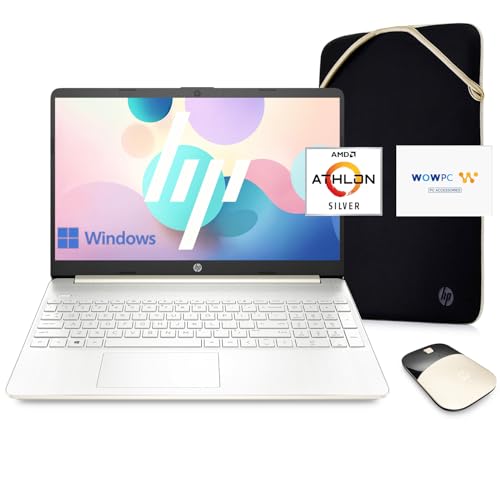 HP 15.6' Laptop | AMD Athlon N3050 Processor | Windows 11 Pro | Microsoft 365 | 16GB RAM | 256GB SSD | Long Battery Life Wireless Mouse and Sleeve | w/WOWPC Bundle