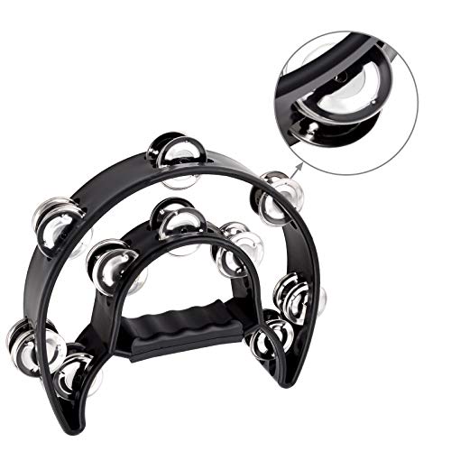 Eastrock Double Row Tambourine,Metal Jingles Hand Held Percussion-Half Moon Tambourine For Adults, Ktv, Party Black #TOP2