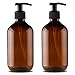 Alledomain 2 PCS 300 ML / 10 oz Bouteilles de Pompe de Lotion en Plastique Rechargeables vides, shampooing crème lavante pour Le Corps Gel Douche Support de Stockage Contenant des Articles (Marron)
