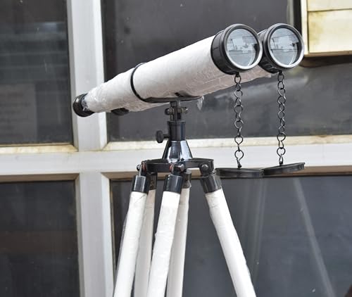 Vintage Brass Floor-Standing Binoculars with Tripod – Nautical Telescope for Adults | Bird Watching, Marine Decor, Cruise & Outdoor Gift