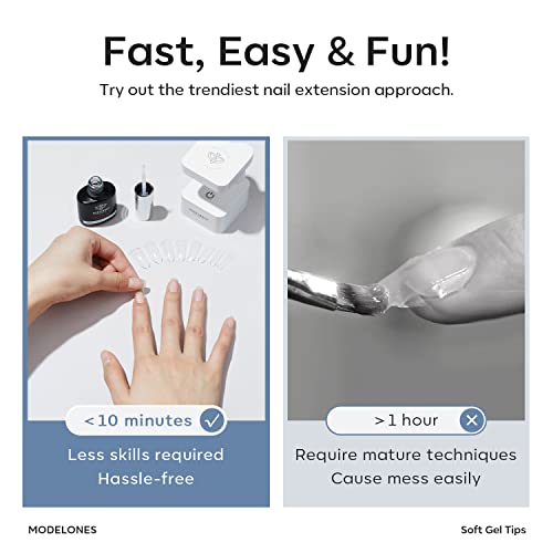 Image of Modelones Medium Almond Nail Tips 510Pcs Clear False Acrylic Almond Press on Nails Pre-shape Full Cover Fake Extension DIY at Home 15 Sizes