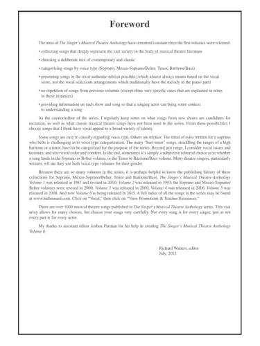 Singers Musical Theatre Anthology Tenor Book Vol 6 | Compiled by Richard Walters | 25 Broadway Songs for Tenor Voices Volume 6 | Vocal for Musicals | Classic and Contemporary Hits for Tenor Singers - Image 3