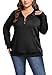 ForHailey Plus Size Sweatshirts for Women Long Sleeve Tops Fall Clothes 1/4 Zip Quilted Pullover 2025 Trendy Casual Shirts Black 3X-Large