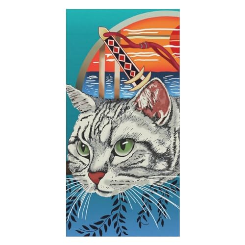 Image of Ninja Cat Bath Towels Oversized Bathroom Towel Beach Towel Yoga Towel for Hotel Guest Spa Gym, 160x80cm, 20240531