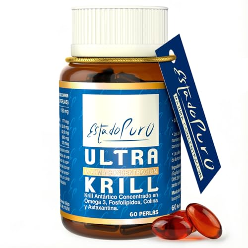 Aceite de Krill Estado Puro | Krill Oil Omega 3 Ultra Concentrado (590 mg) | Optimizado con Astaxantina | Origen Antártico Certificado, Sin Retrogusto a Pescado | 60 Cápsulas | TONGIL