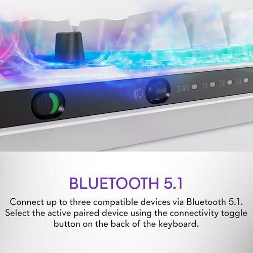 Image of Alienware AW920K Tri-Mode Wireless Gaming Keyboard - Rechargeable, Wireless /Wired, Magnetic Snap-on Charging, Programmable Rocker Switch and Dial, AlienFX per-Key RGB - Lunar Light