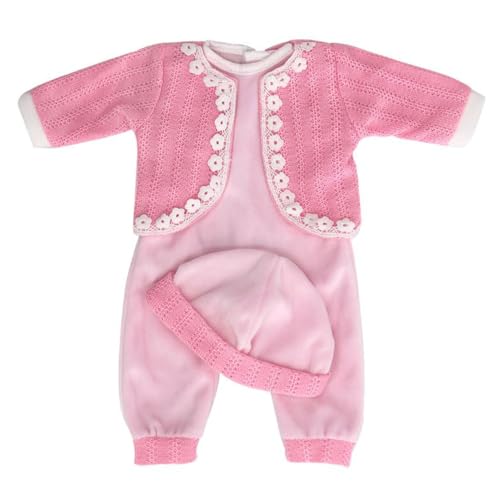NIXNUT Doll Clothes Dress Winter Jumpsuit Outfit Bodysuit with Coat Hat for American Girl Doll 18-inch, Pink, free size - Image 2
