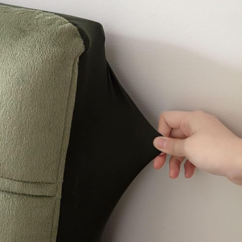 Image of HOMETHREADS Velvet Padded Headboard Cover with Foam - Soft, Wrinkle-Resistant Bed Back Protector, Suitable for Wooden, Leather & Upholstered | Fits 6 ft Headboards only (68x180 cm)(Green)