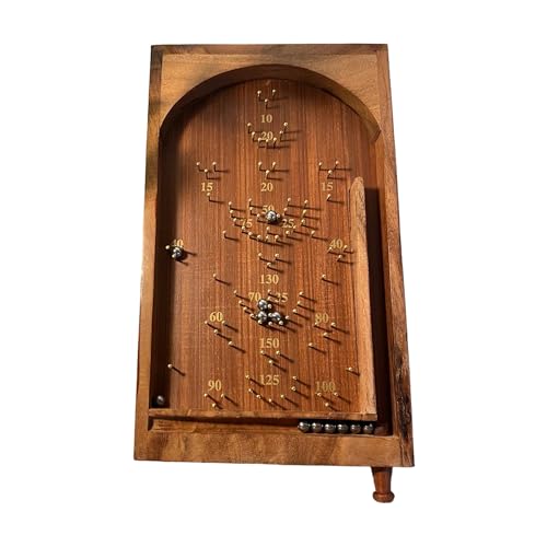 Thorness Classic vintage style TABLETOP PINBALL BAGATELLE GAME, Brown, 34cm (L) x 20cm (W) 7.5cm (H)