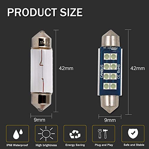HSUN 42mm LED Festoon Interior Bulbs Ice Blue 2 Pack miniatura 2