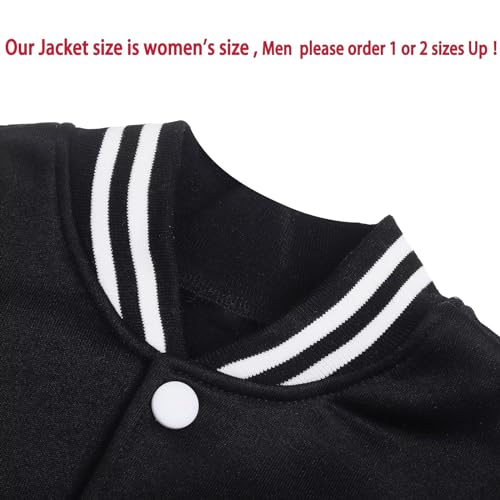 babyhealthy Women's Men's Varsity Baseball Jacket Casual Letterman Bomber Jacket Windbreaker Lightweight Jacket Coat2