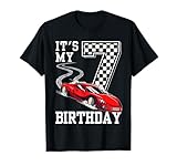 Kids It's My 7th Birthday Boys 7 Seven Racing Car Flag Race T-Shirt