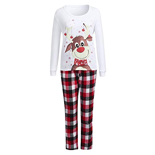 Sayhi Christmas Family Pajama Sets Plaid Loungewear Family Union Suits Xmas Pjs Clothes Sleepwear Family Jammies(White?Women M?