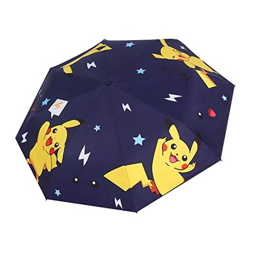 Rosavida - Parapluie pliable Pokémon - Ouverture automatique - Protection UV - Parapluie de voyage compact coupe-vent pour filles, garçons et femmes