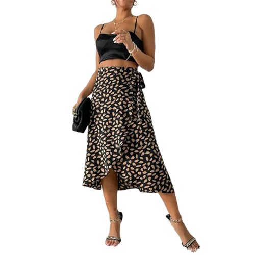 Jupes femme asymétriques à motifs géométriques et nœud de serrage