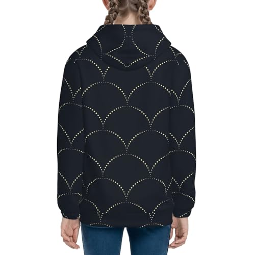 Black Fish scales Kid Hoodies Boys Zip Up Sweatshirts Girls Pullover with Pocket 5