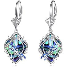 Dragonfly Earrings Sterling Silver Created Moonstone Filigree Dangle Earring Dragonfly Jewelry for Women
