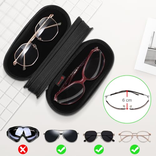 Image of FINTIE Double Sunglasses Case, Soft Portable Eyeglasses Pouch with Carabiner Clip, Dual Zipper Compartments for Men Women