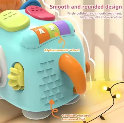 Image of Elephant Baby Sensory Busy Cube Toy for Toddlers - 6-in-1 Interactive Plastic Activity Cube - Fine Motor Skills Travel Learning Toy for Infants (Elephant)