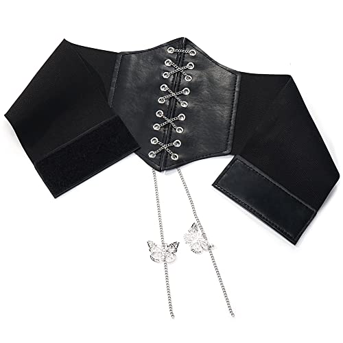 Suyi Corset Belt for Women Lace up Leather Belt Butterfly Elastic Waspie Tied Cincher Belt4