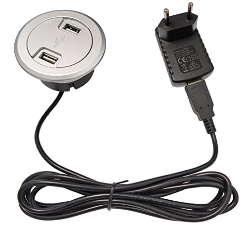 Huachuang Chargeur de Bureau USB 2 Ports intégrés 2A 5V Chargeur USB Port d'alimentation 2 Puissance Multiport Compatible Phone, Compatible iPad,Compatible avec Beaucoup d'autres Cover