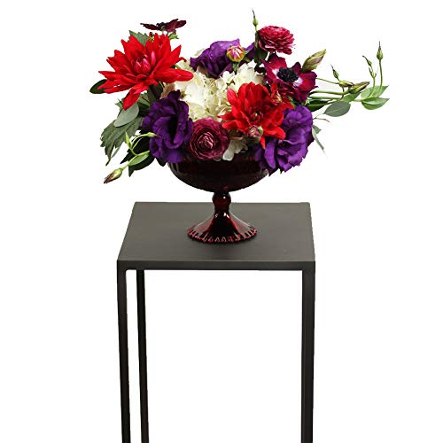 Koyal Wholesale Modern Flower Stand, Metal Floral Pedestal Stand for Wedding Centerpieces, Suitable for Indoor Outdoor Party, Simple Square Pillar Design for Vases (Black, 29 x 10-Inch)