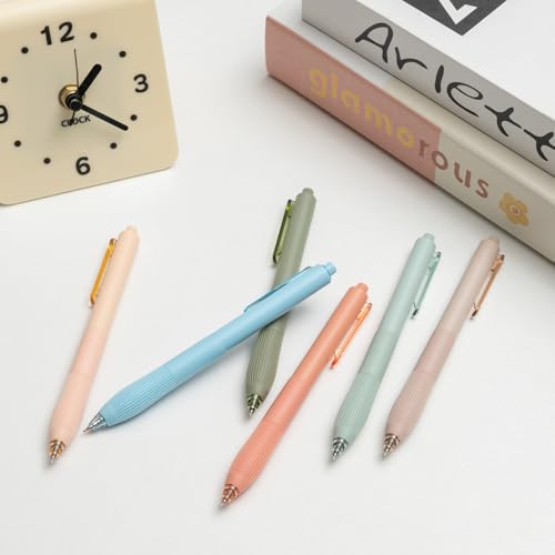 Image of Linbsunne Gel Pens Black Ink Pens for Office 0.5mm Fine Point Pens Smooth Writing Retractable Work Pen (Macaron 12 pcs)