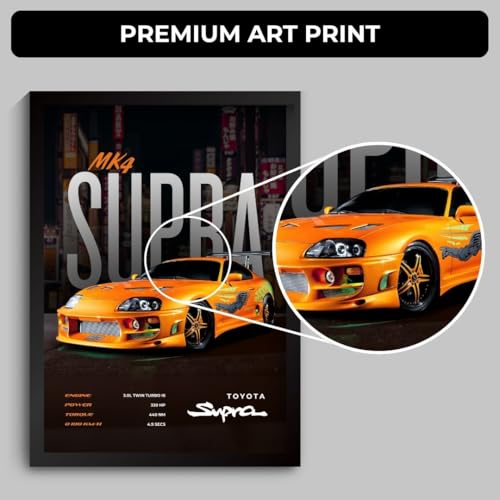 Image of Supra MK4 Poster | Framed MK4 Supra Poster A4 Sized (31 x 23 cm) | JDM Car Posters for Wall, Gift for Boys, Hypercar Frames | Japanese Car Posters for Wall, Bedroom, Hostel, Study Area, Hostel (F 058)