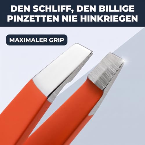 KLINGENHELD® Haargenaue Pinzette - greift jedes Haar beim 1. Versuch ohne durchrutschen - Pinzette Augenbrauen Zupfen handgeschliffen… – Ansicht 4