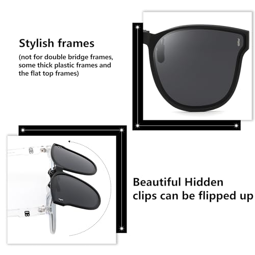 FEISEDY Polarized Clip On Sunglasses Over Prescription Glasses Men Women Fit Flip Up B41774