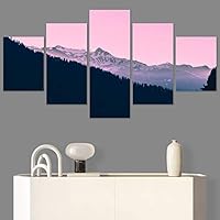 SIGNWIN 5 Panel Canvas Wall Art Coastal Orange Photography Relax/Calm Romantics Sunset Warm for Home Decorations Ready to Hang - 60