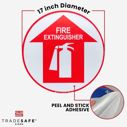 Tradesafe Fire Extinguisher Anti-Slip Floor Sticker - Fire Extinguisher Sign, Peel And Stick Adhesive Vinyl Sign, Ansi-Compliant, 17” Diameter Round Sticker #TOP6