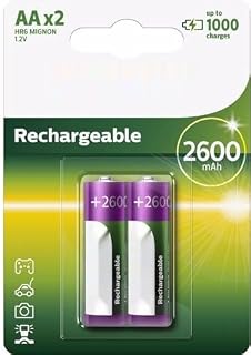 Confezione da 2 batterie ricaricabili AA Philips R6B2A260/10, 1,2 V. Ideale per...