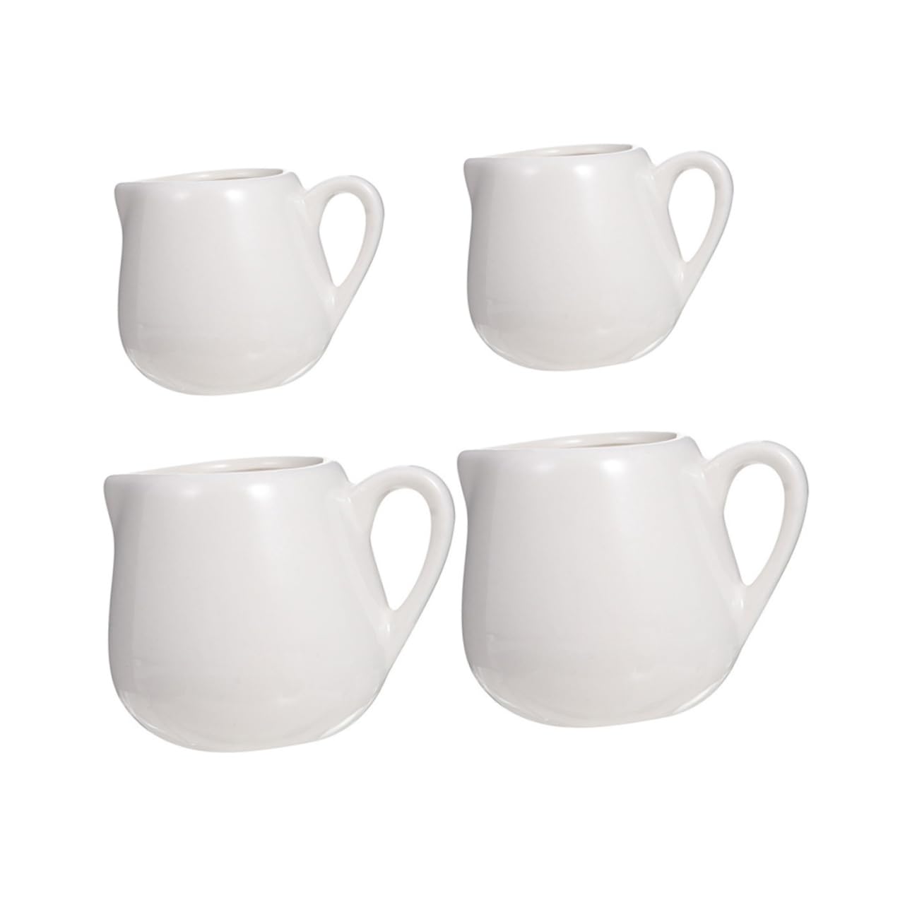 NAMOARLY 4Pcs Ceramic Milk Jug with Handle for Coffee Shops Desserts and Sauces Elegant Holder for Easy Pouring