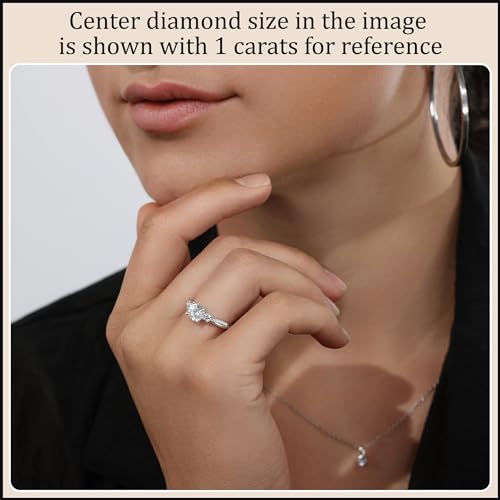 Round Lab Grown White Diamond Twisted Three Stone Engagement Ring for Women in 925 Sterling Silver2