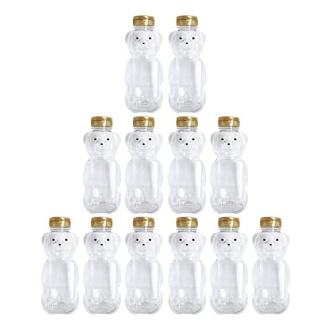 Clearview Containers - 12 Pack of 24 Ounce Honey Bears with Sealable Gold Flip Top Lids (24 oz. Bear, 12pk, Gold) Cover