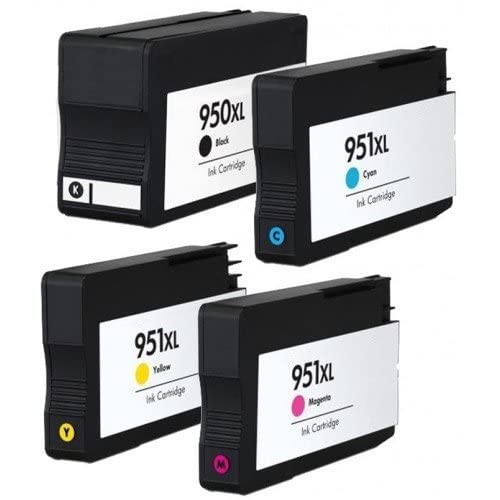 PRIKON 950XL & 951XL Ink Cartridges Compatible with Officejet Pro 8600 8610 8620 8630 8660 8640 8615 8625 276DW 251DW 271DW Printers 1 Set (BK/C/M/Y) Printer,Multi-Color Pack