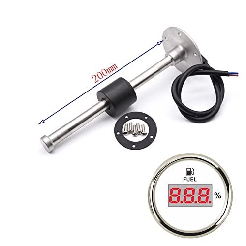 燃料レベルセンサー付き0-190OHMオイルタンクレベルインジケーターメーター150mm 200mm 250mm 450mmデジタル5の場合2mmゲージ燃料レベルゲージ ボート車トラック用(200MM WS)